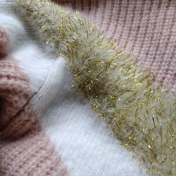 Metallic Pink Sweater Knit Colorblock Women’s Size L Boho Long Sleeve Rare Find - Picture 11 of 11